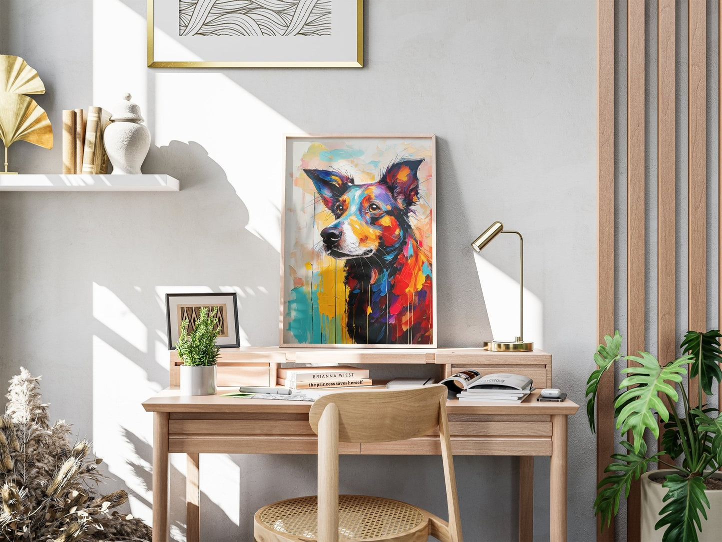 A vibrant painting of a Border Collie. A3 Unframed Print on canvas - Inkscape