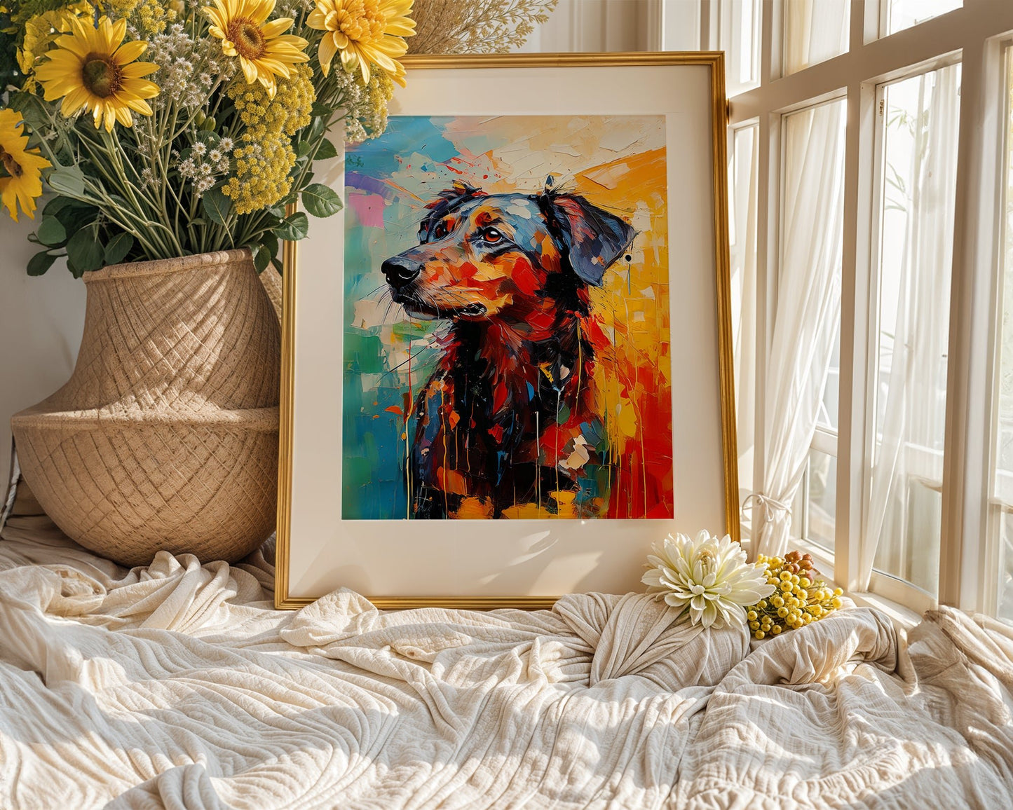 Abstract Dog Wall Art – Thoughtful Expression A3 Print on cotton canvas - Inkscape