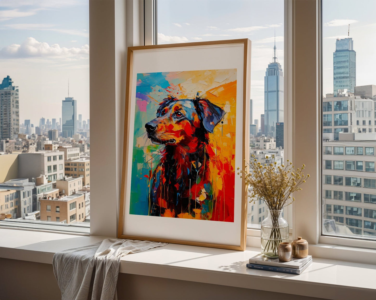 Abstract Dog Wall Art – Thoughtful Expression A3 Print on cotton canvas - Inkscape