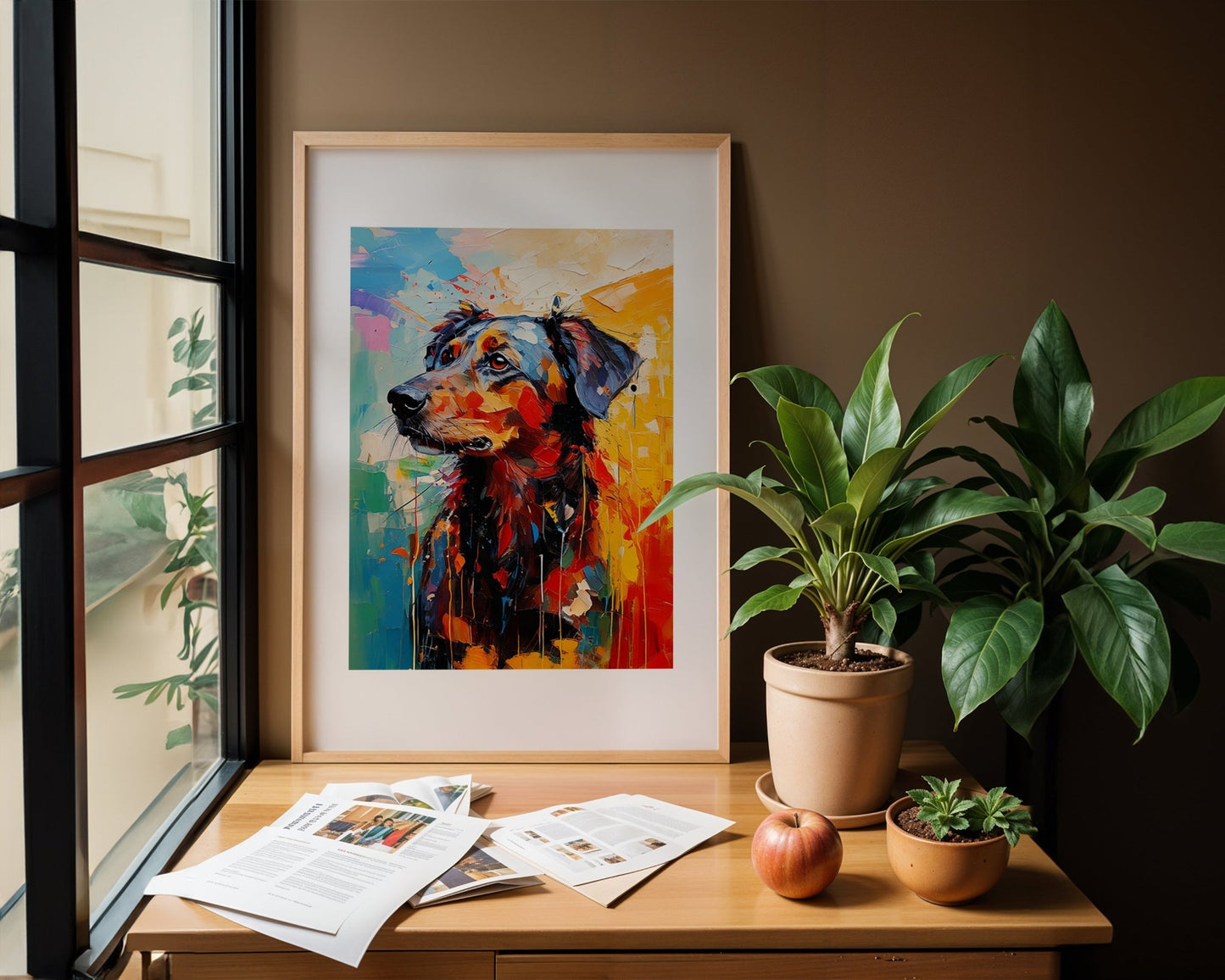 Abstract Dog Wall Art – Thoughtful Expression A3 Print on cotton canvas - Inkscape