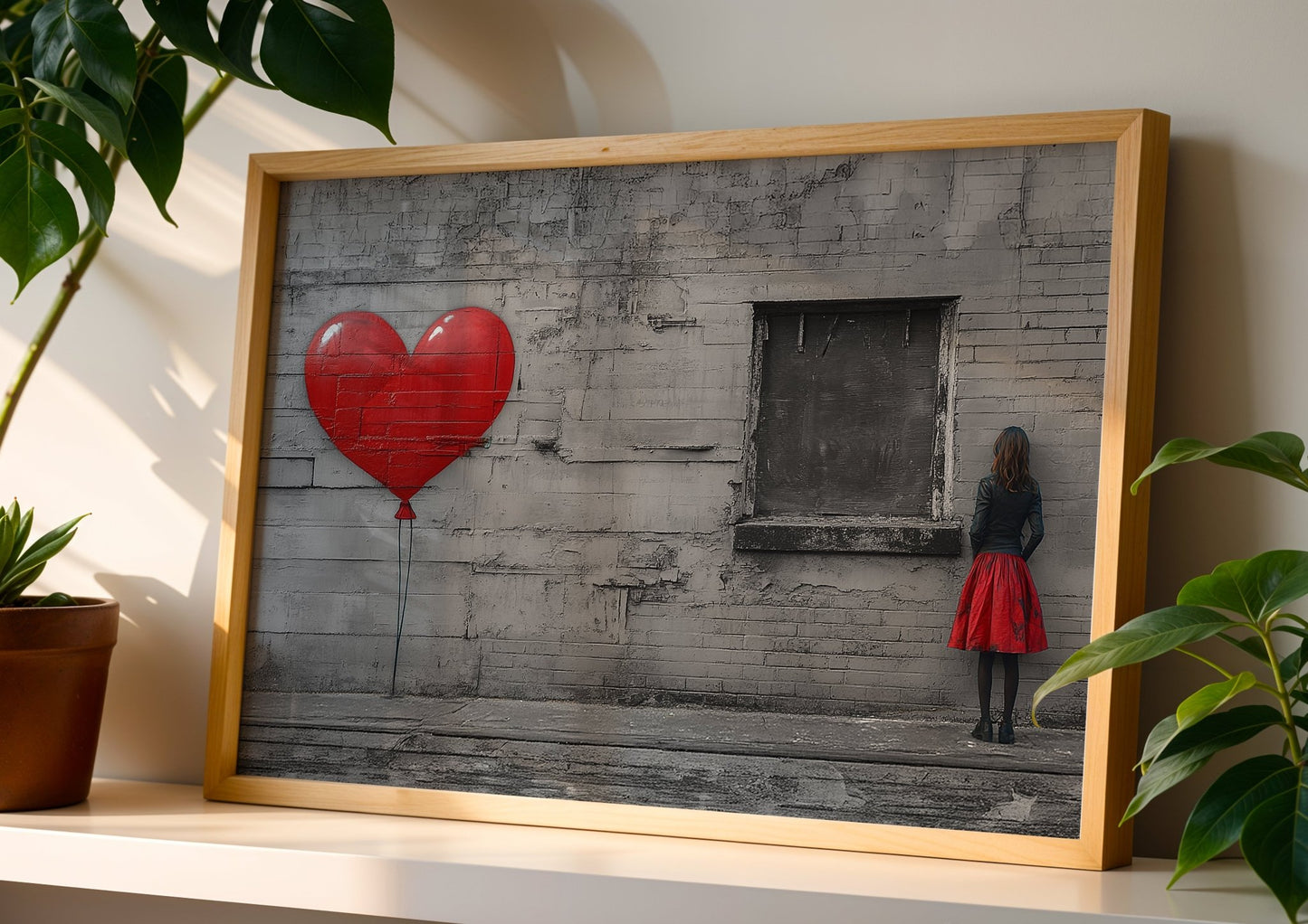 Banksy Style Girl & Balloon Wall Art – A3 Canvas Print - Inkscape
