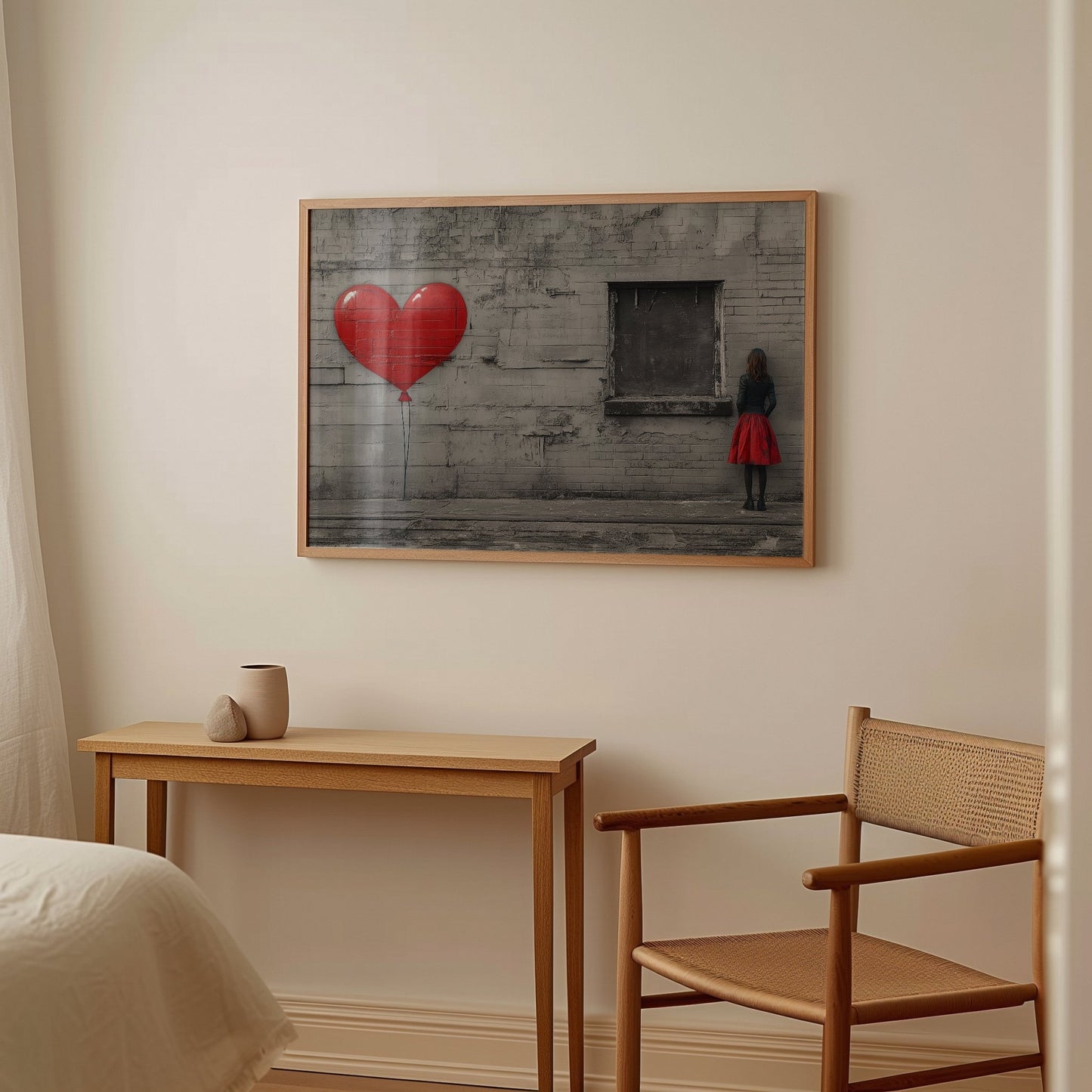 Banksy Style Girl & Balloon Wall Art – A3 Canvas Print - Inkscape