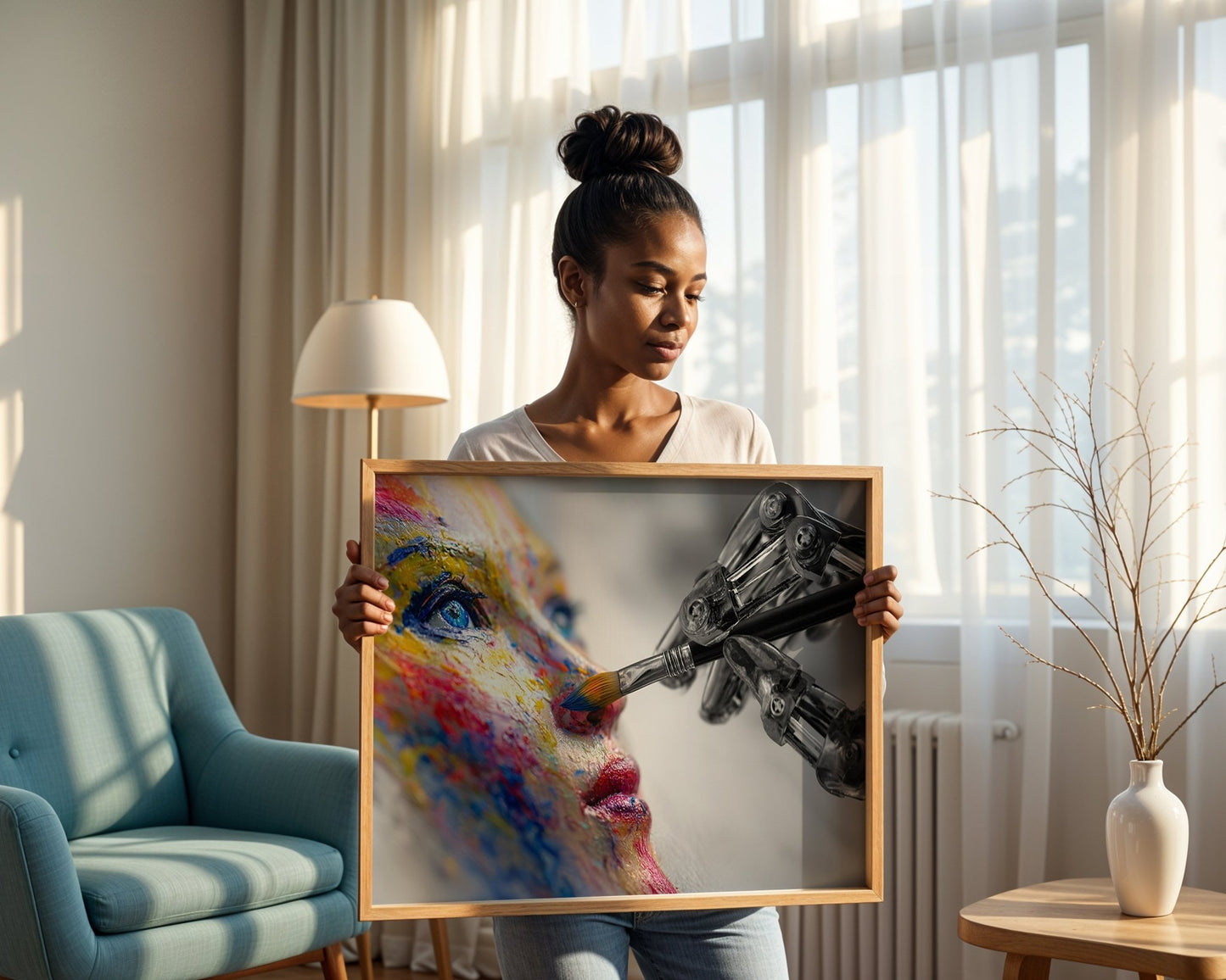 Robotic Hand Painting Art – A3 Unframed Canvas Print - Inkscape