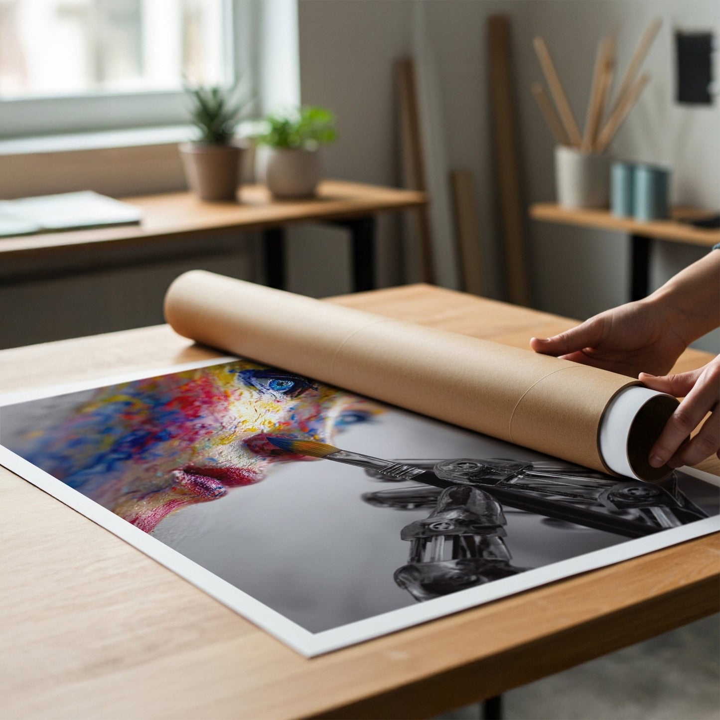 Robotic Hand Painting Art – A3 Unframed Canvas Print - Inkscape
