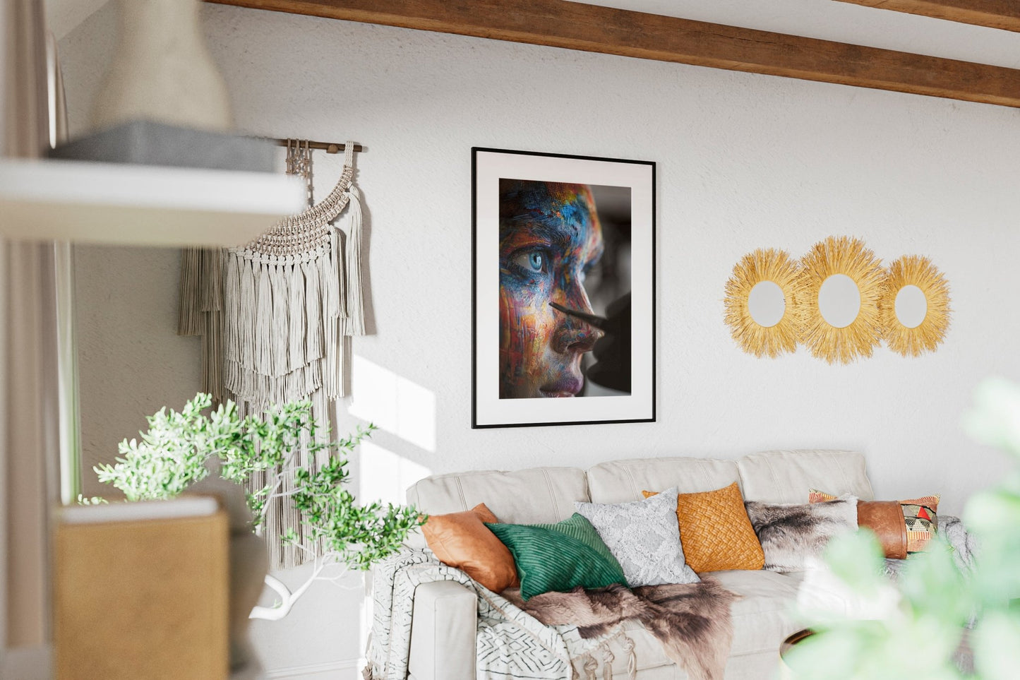 Unframed abstract Face Canvas Wall Art – A3 & Multiple Sizes - Inkscape