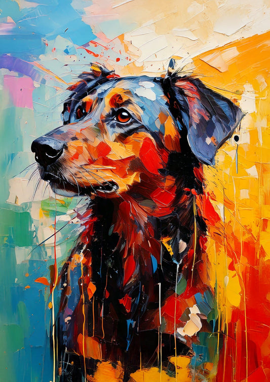 Abstract Dog Wall Art – Thoughtful Expression A3 Print on cotton canvas - Inkscape