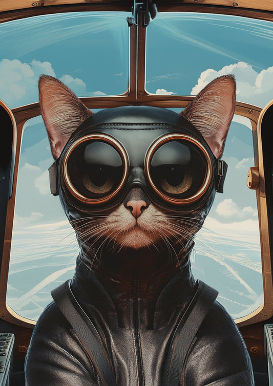 Aviator Cat Wall Art – A3 Canvas Print Unframed plus other sizes. - Inkscape