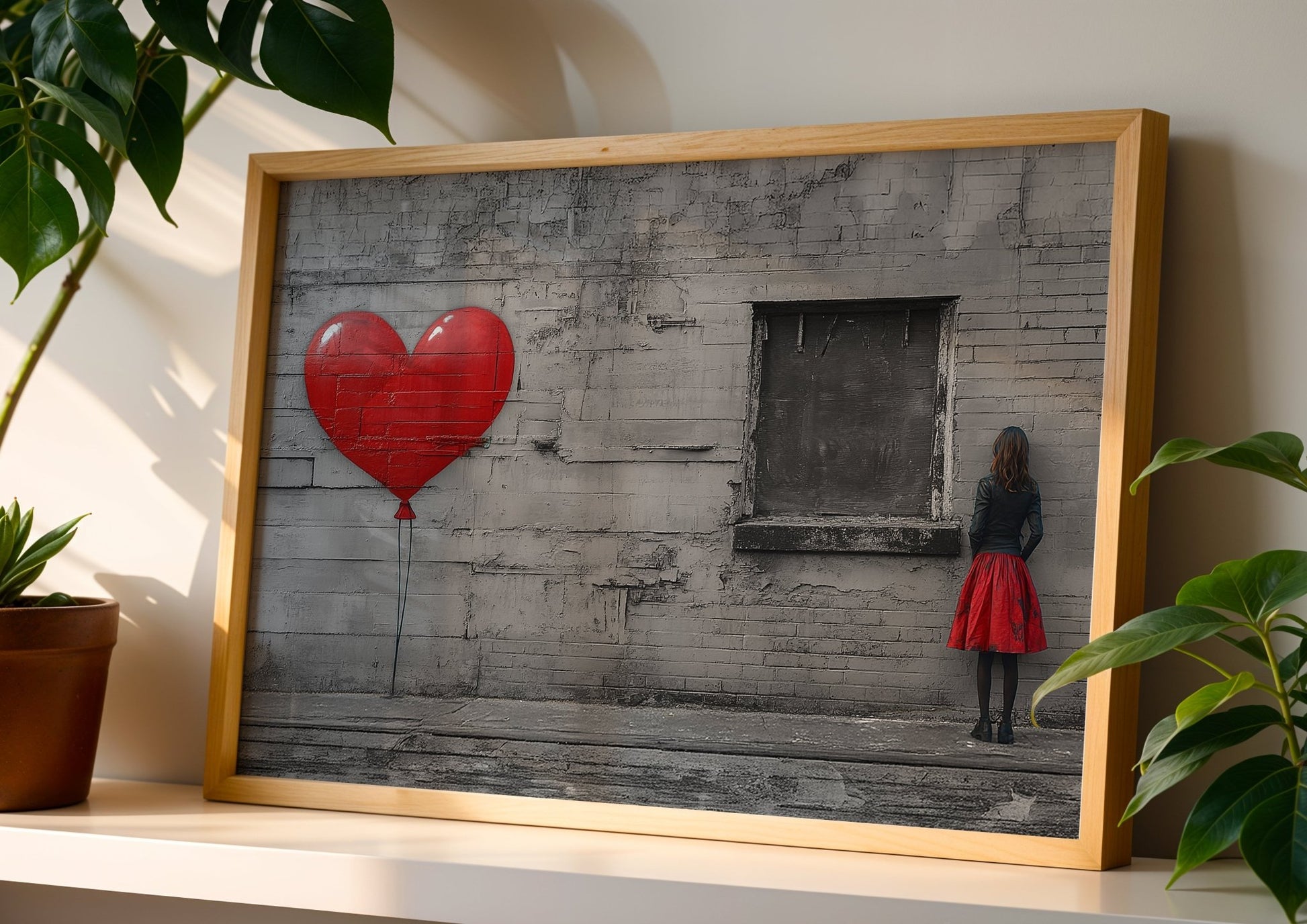 Banksy Style Girl & Balloon Wall Art – A3 Canvas Print - Inkscape