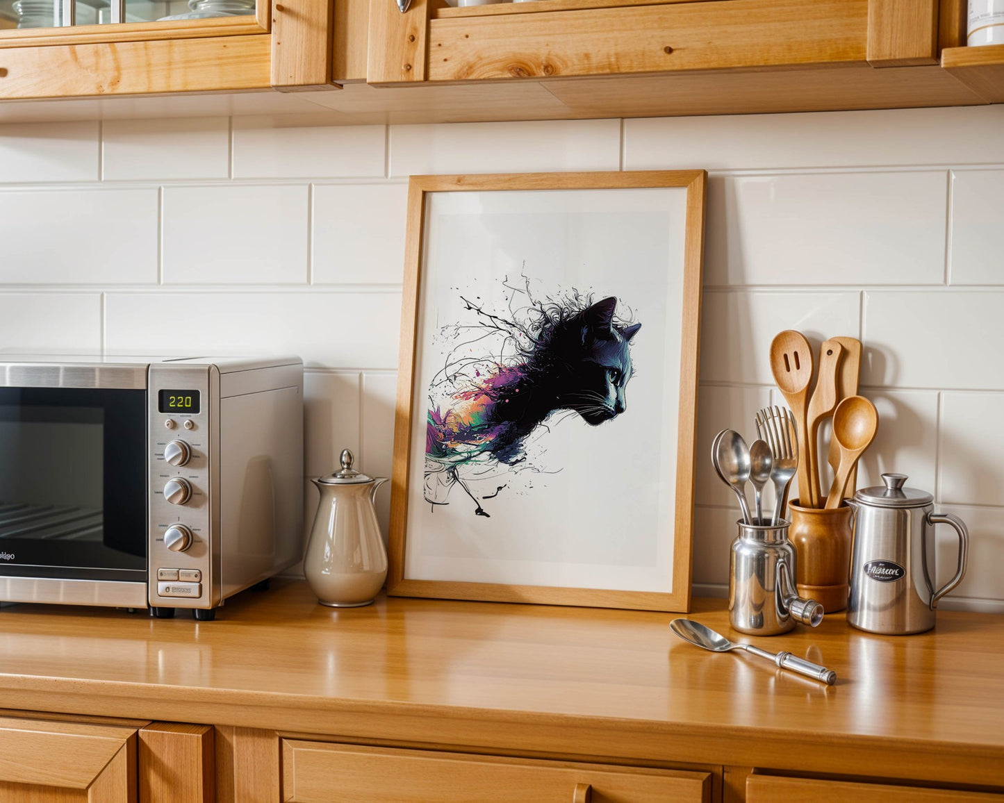 Black Cat Portrait Wall Art – A3 Canvas Print Unframed - Inkscape