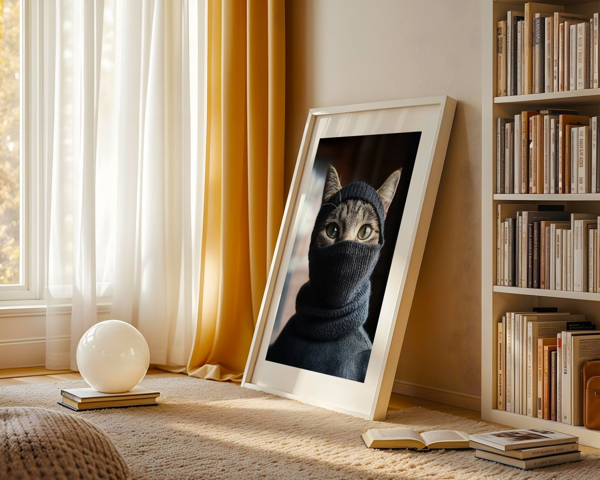 Cat in Ski Mask Wall Art – A3 Cotton Canvas Print - Inkscape