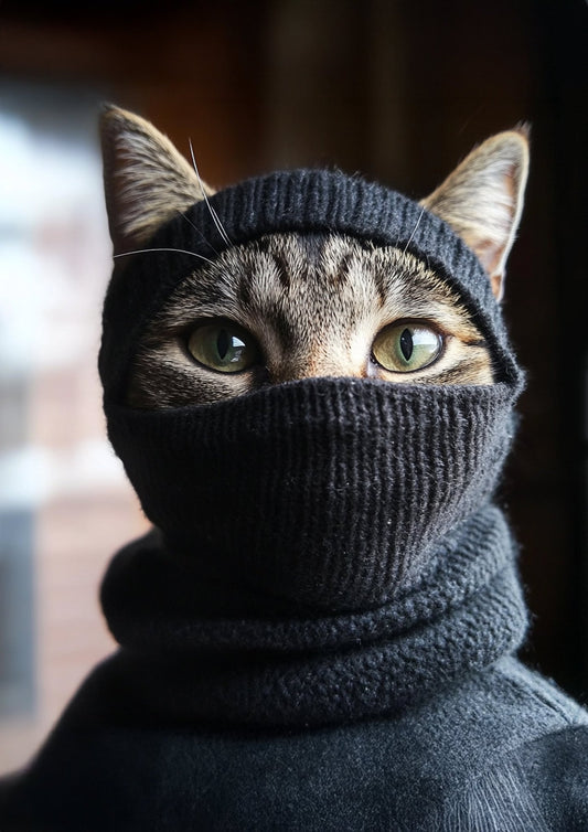 Cat in Ski Mask Wall Art – A3 Cotton Canvas Print - Inkscape