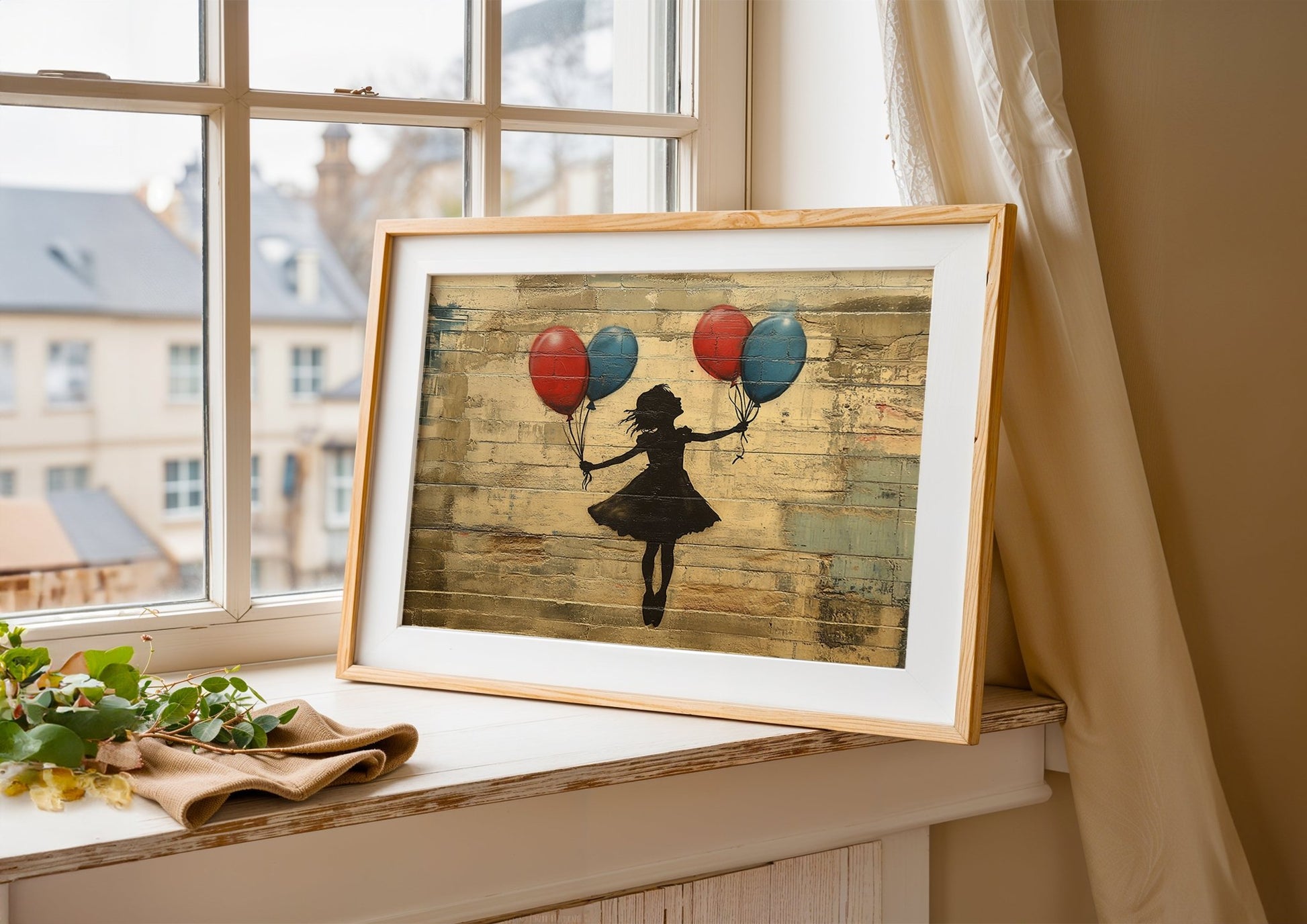 Stencil Girl Wall Art – Bansky Style A3 Canvas Print - Inkscape