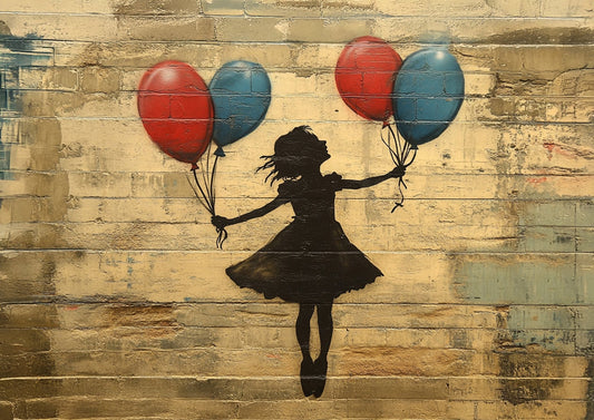 Stencil Girl Wall Art – Bansky Style A3 Canvas Print - Inkscape