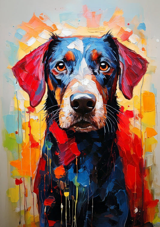 Vibrant Abstract Dog Wall Art – A3 Unframed Canvas Print - Inkscape
