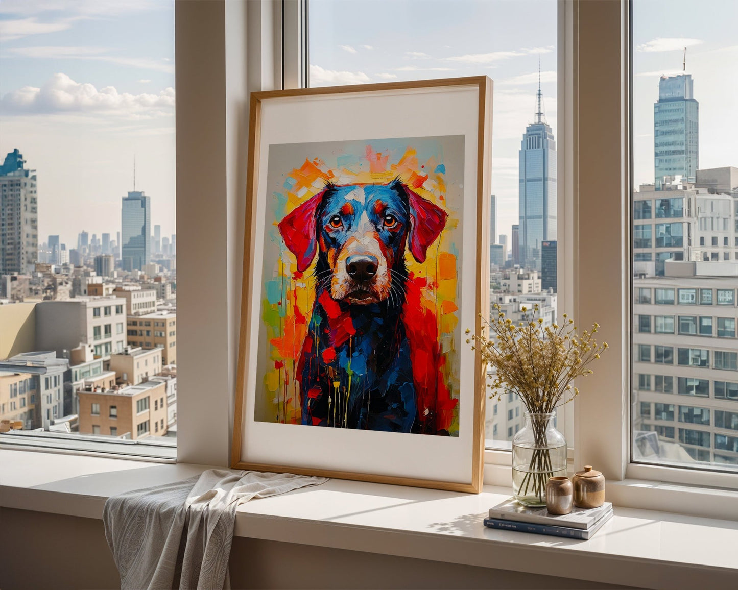 Vibrant Abstract Dog Wall Art – A3 Unframed Canvas Print - Inkscape