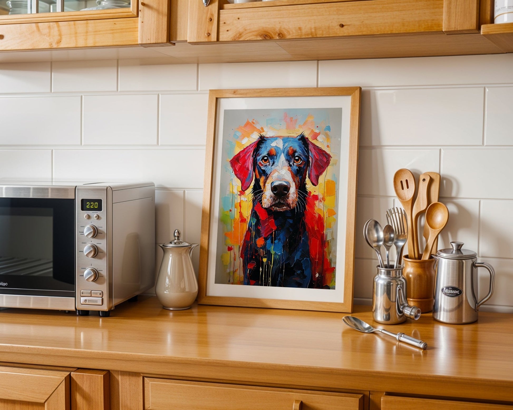 Vibrant Abstract Dog Wall Art – A3 Unframed Canvas Print - Inkscape
