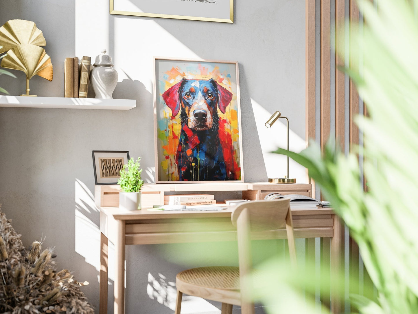 Vibrant Abstract Dog Wall Art – A3 Unframed Canvas Print - Inkscape