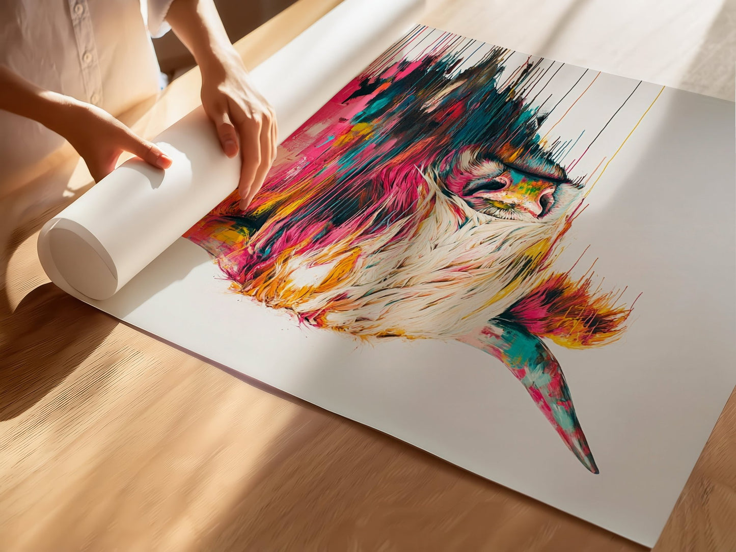 Vibrant Abstract Highland Cow Wall Art Painting - Inkscape