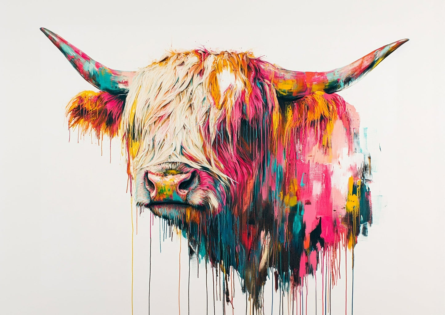 Vibrant Abstract Highland Cow Wall Art Painting - Inkscape