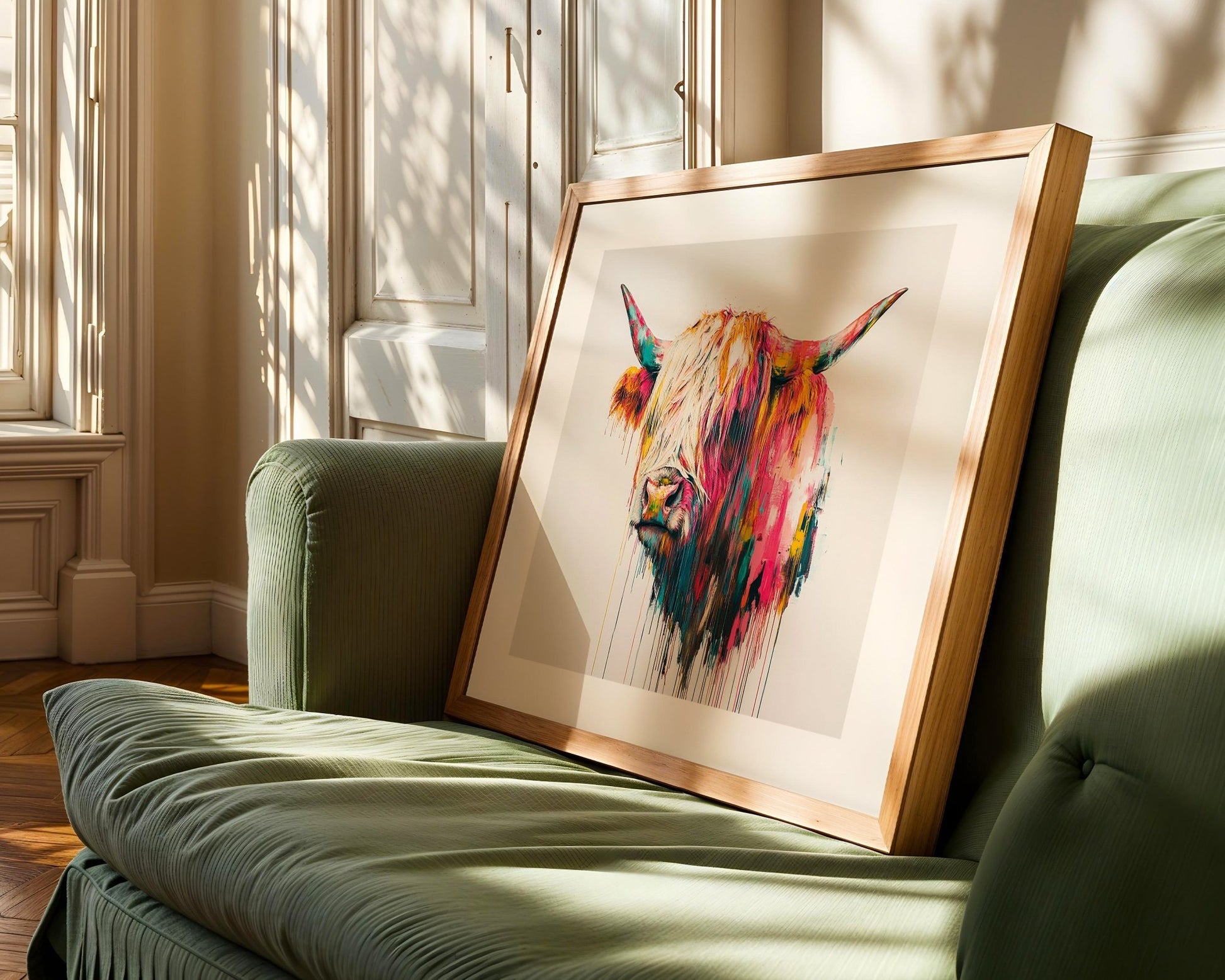 Vibrant Abstract Highland Cow Wall Art Painting - Inkscape