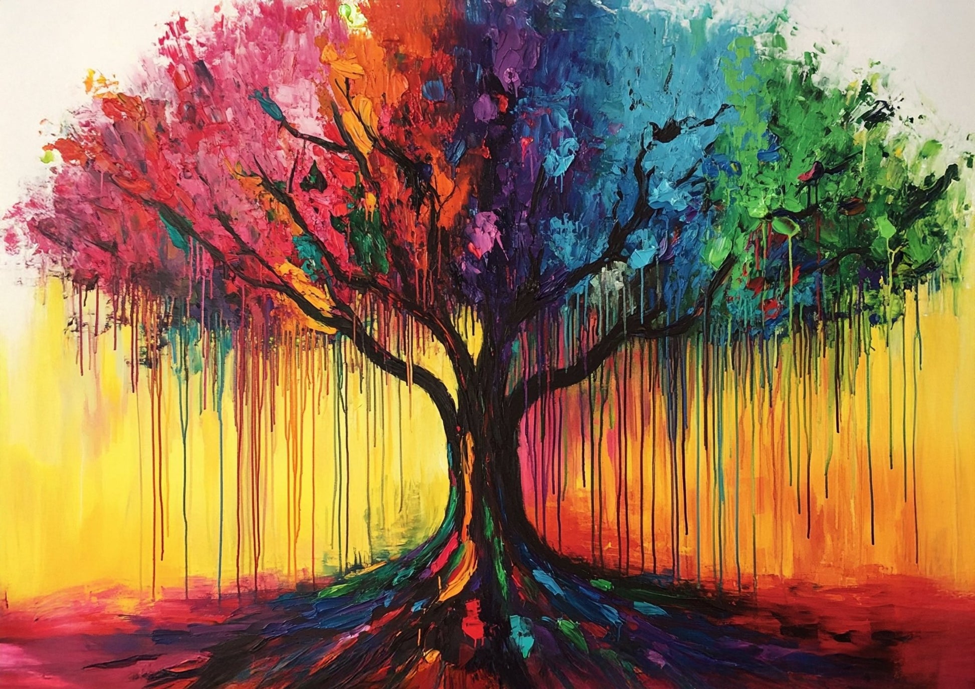 Vibrant Tree of Life Abstract Art Print - A3 Canvas Wall Art, Multiple Sizes Available - Inkscape