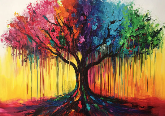 Vibrant Tree of Life Abstract Art Print - A3 Canvas Wall Art, Multiple Sizes Available - Inkscape
