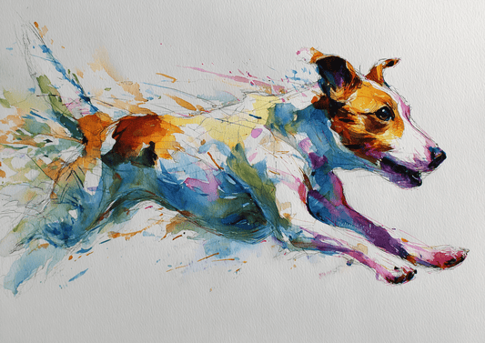 Watercolor Jack Russell Running – A3 Unframed Wall Art - Inkscape