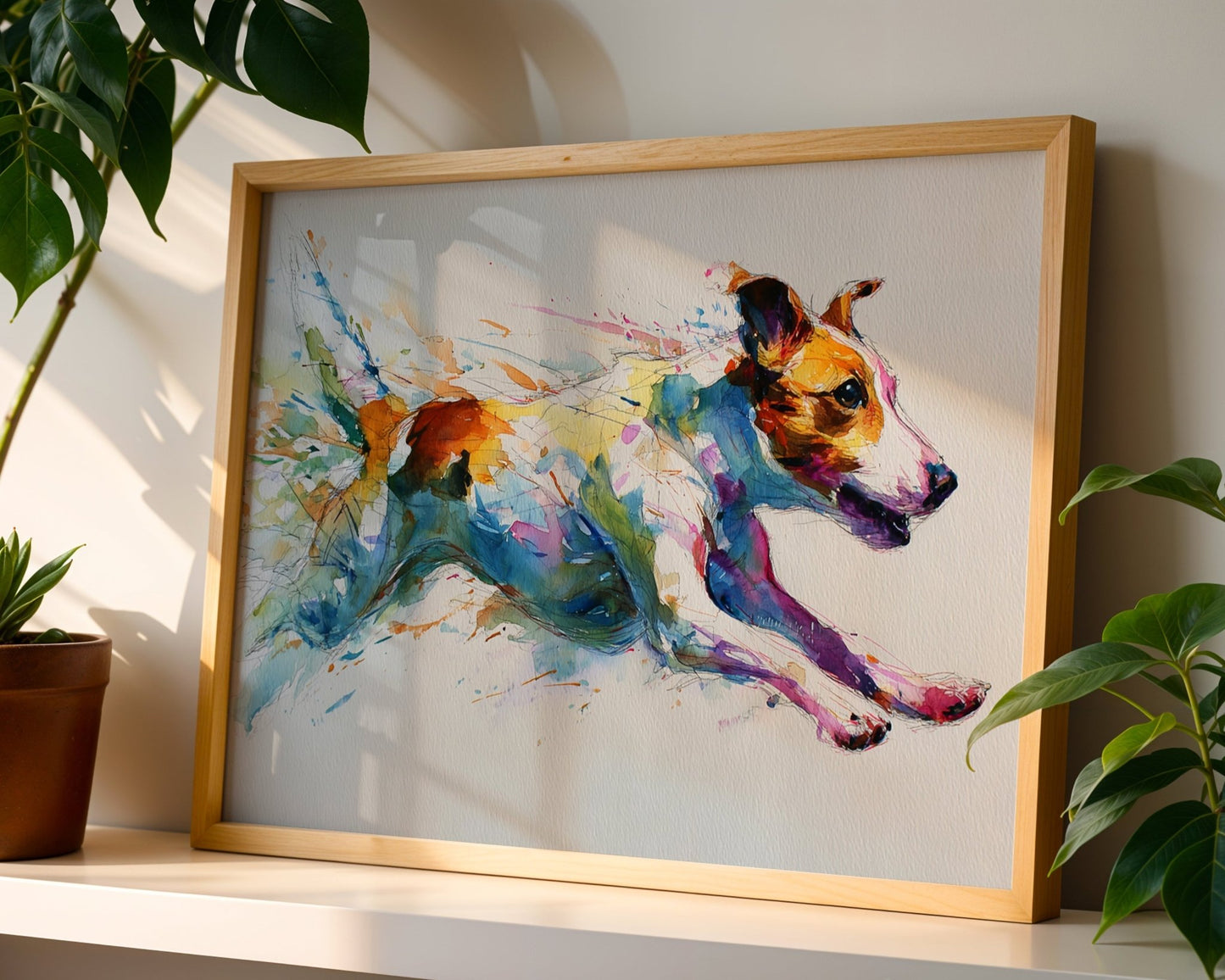 Watercolor Jack Russell Running – A3 Unframed Wall Art - Inkscape