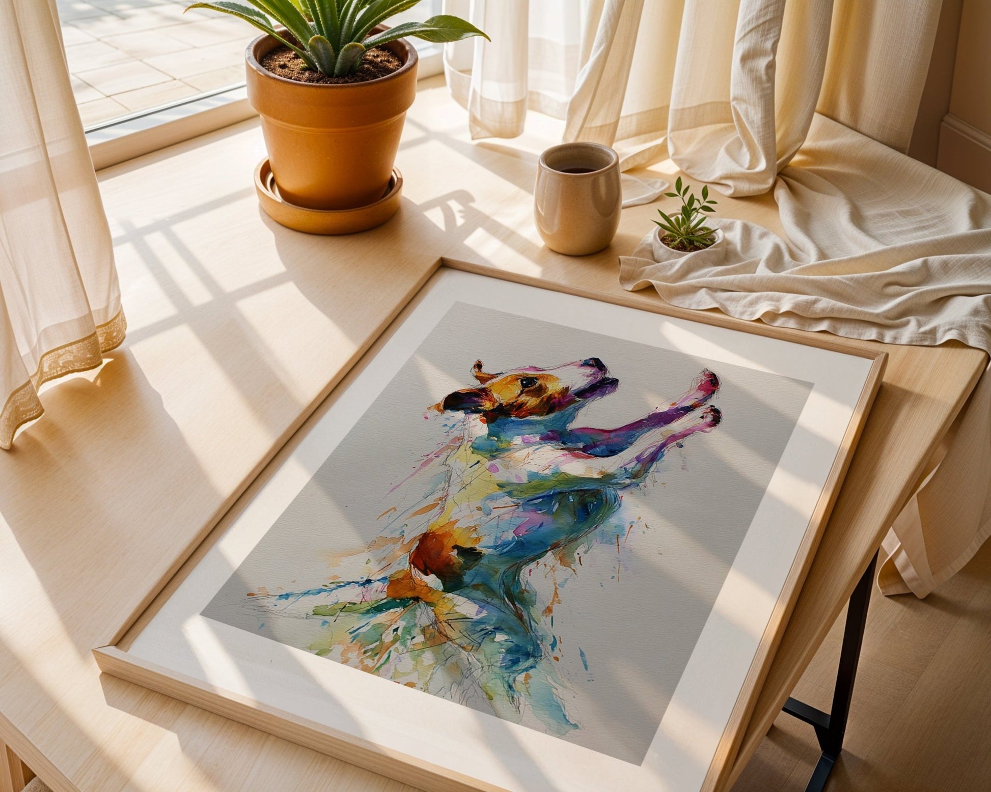 Watercolor Jack Russell Running – A3 Unframed Wall Art - Inkscape