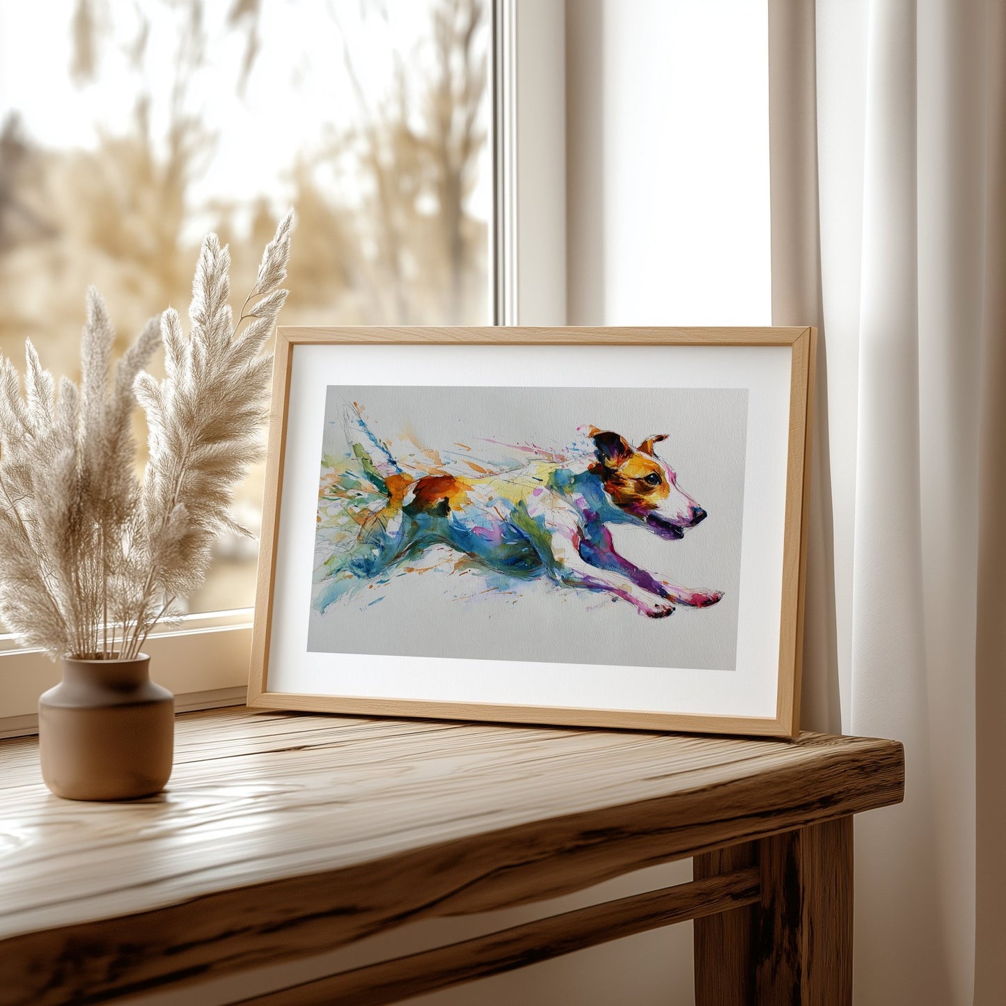 Watercolor Jack Russell Running – A3 Unframed Wall Art - Inkscape