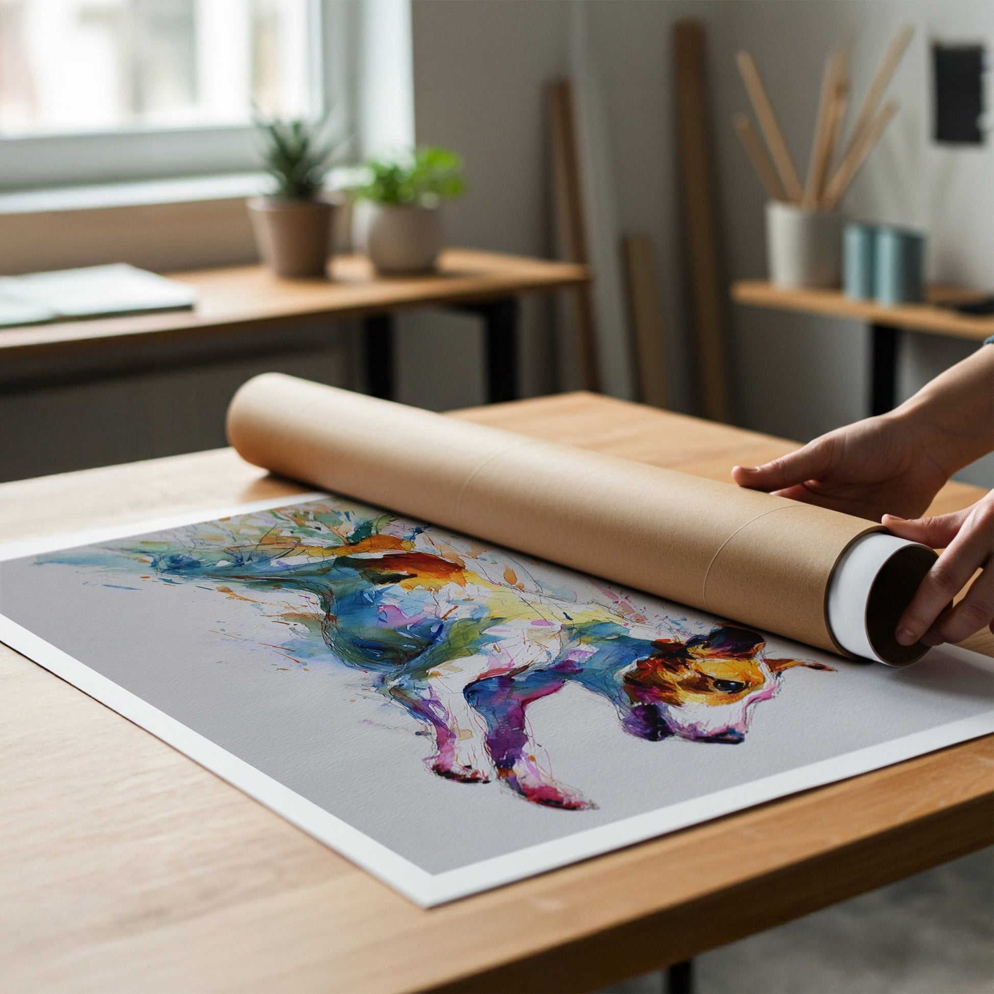 Watercolor Jack Russell Running – A3 Unframed Wall Art - Inkscape