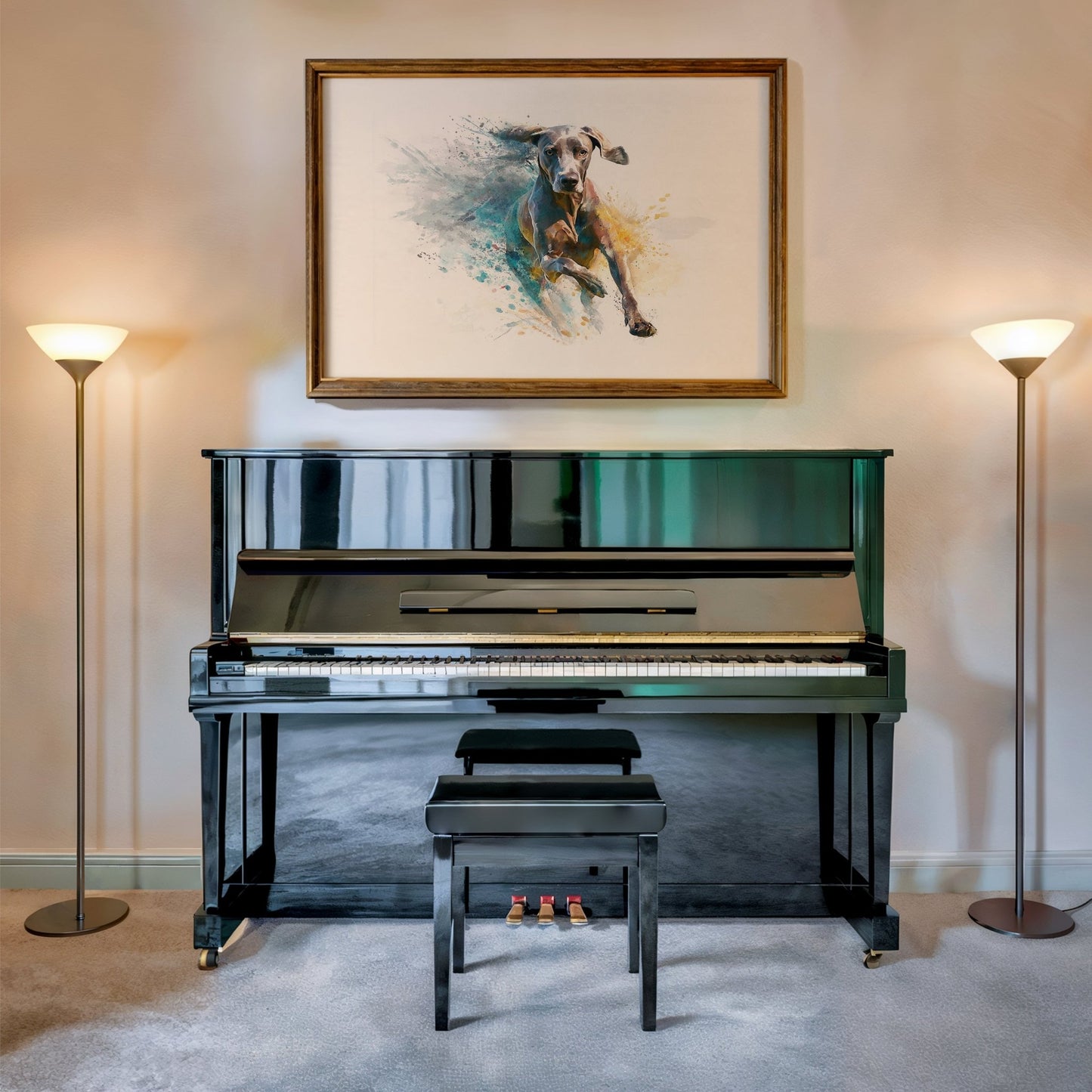 Watercolor Weimaraner Wall Art – A3 Unframed Canvas - Inkscape