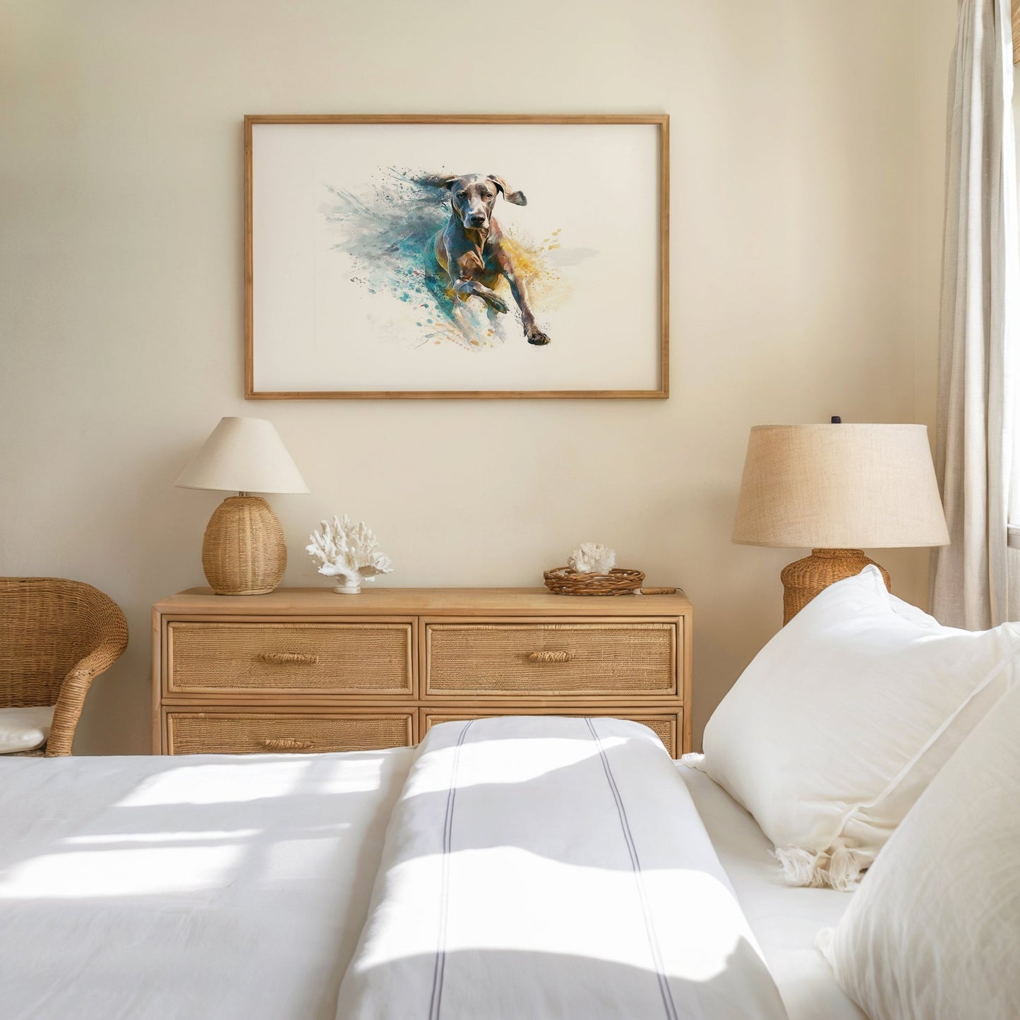 Watercolor Weimaraner Wall Art – A3 Unframed Canvas - Inkscape