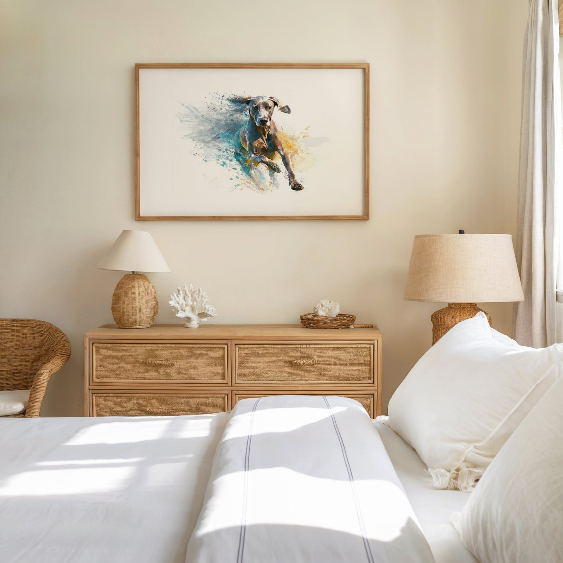 Watercolor Weimaraner Wall Art – A3 Unframed Canvas - Inkscape