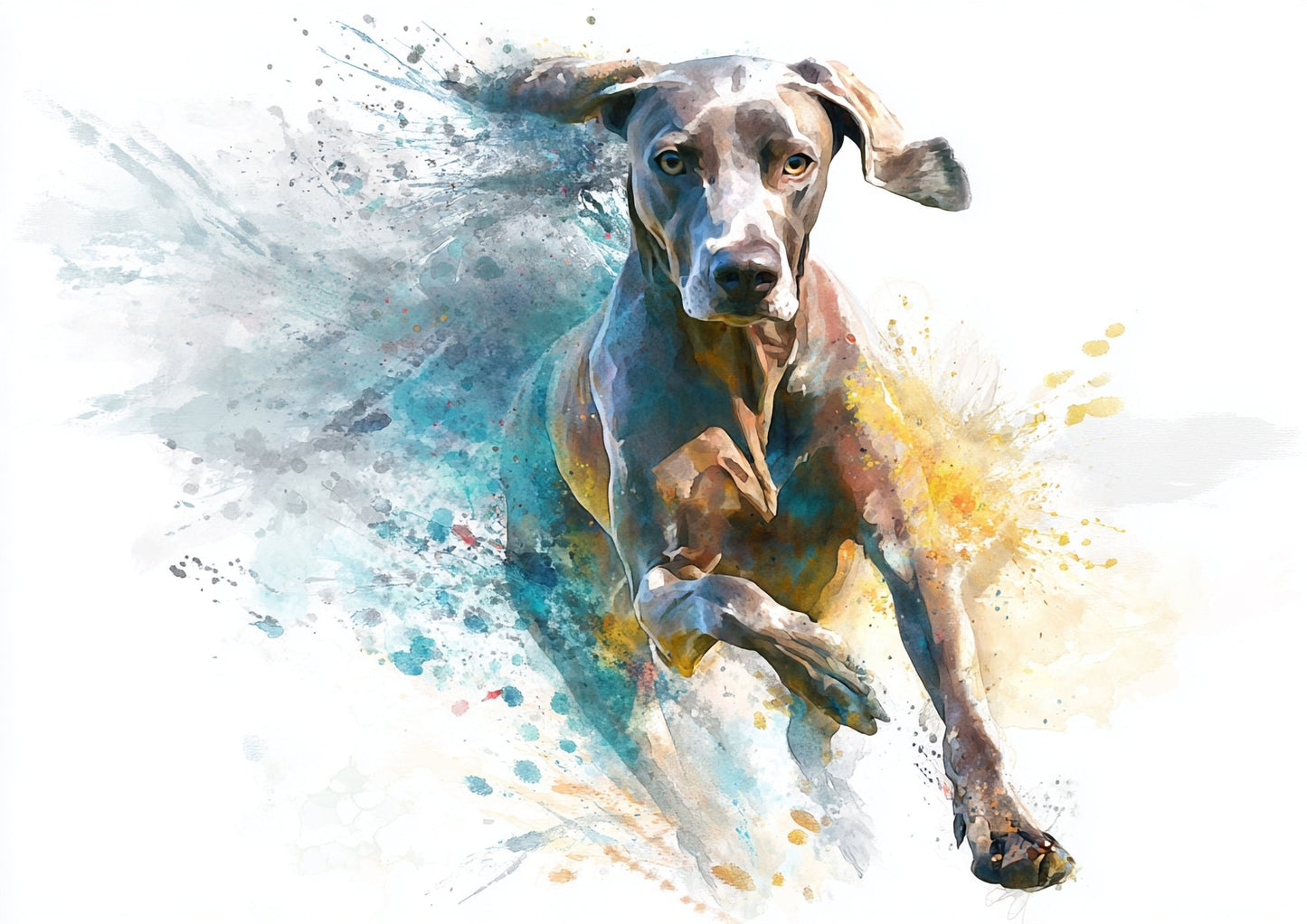 Watercolor Weimaraner Wall Art – A3 Unframed Canvas - Inkscape