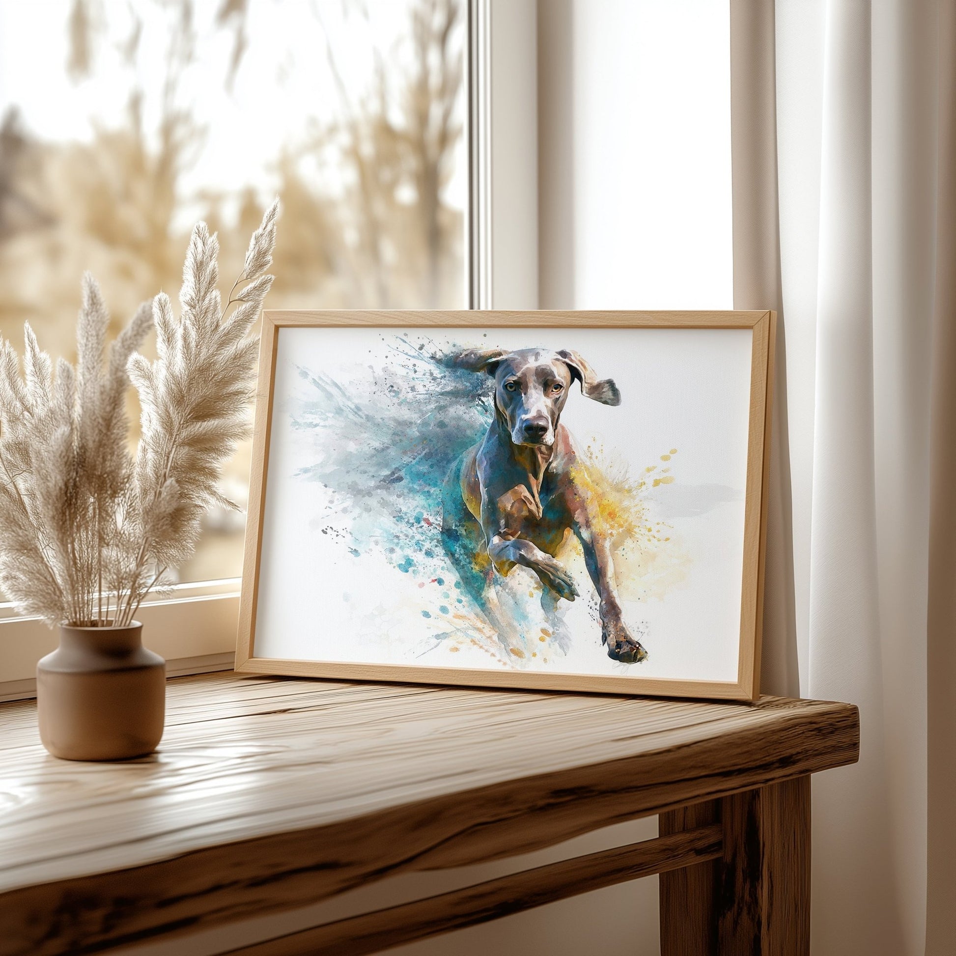 Watercolor Weimaraner Wall Art – A3 Unframed Canvas - Inkscape