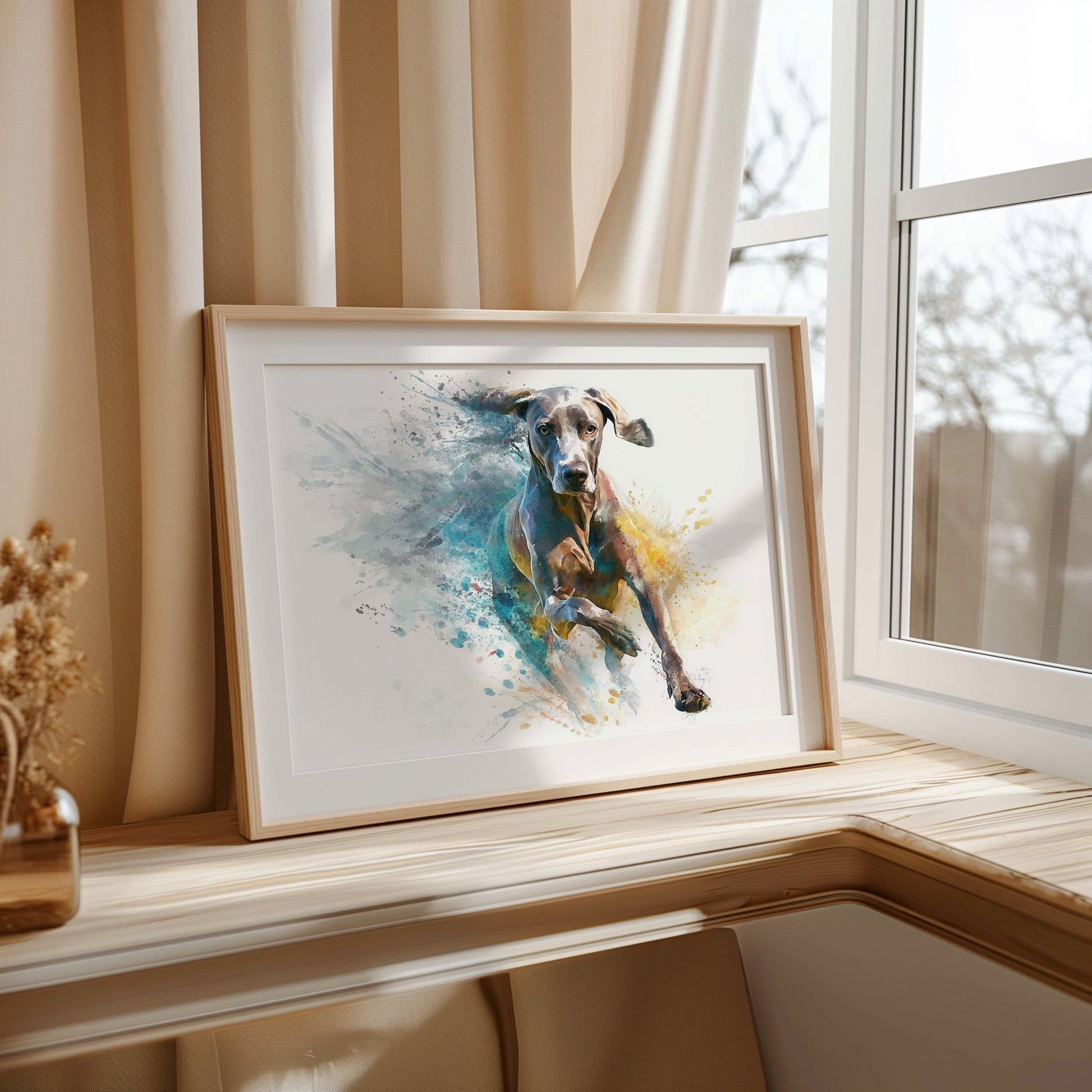 Watercolor Weimaraner Wall Art – A3 Unframed Canvas - Inkscape