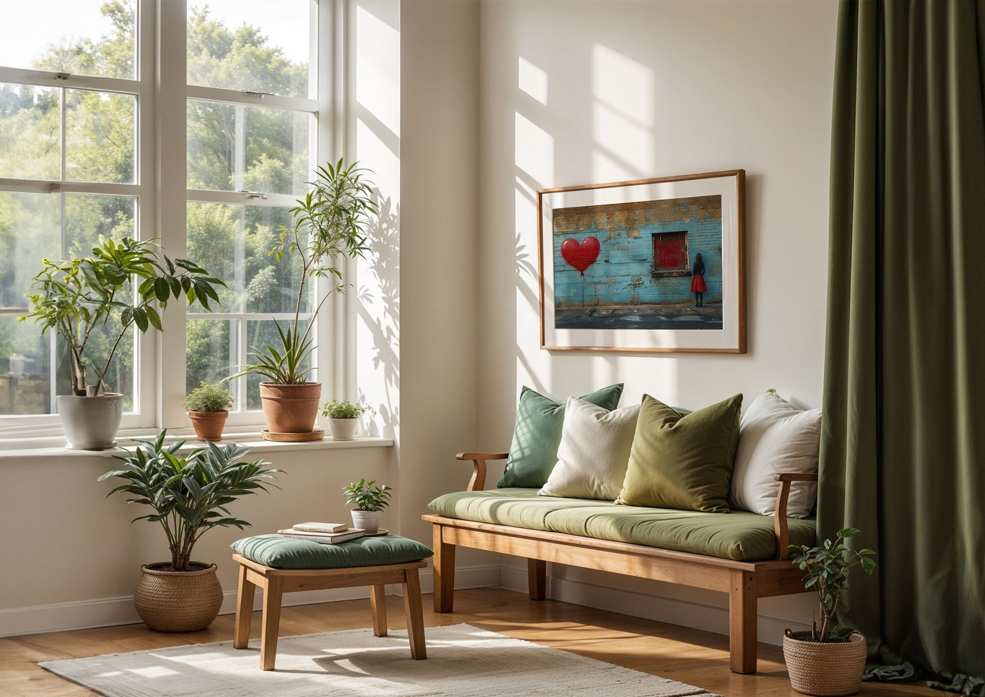 Weathered Blue Brick Wall Art Banksy style A3 Unframed Canvas Print - Inkscape